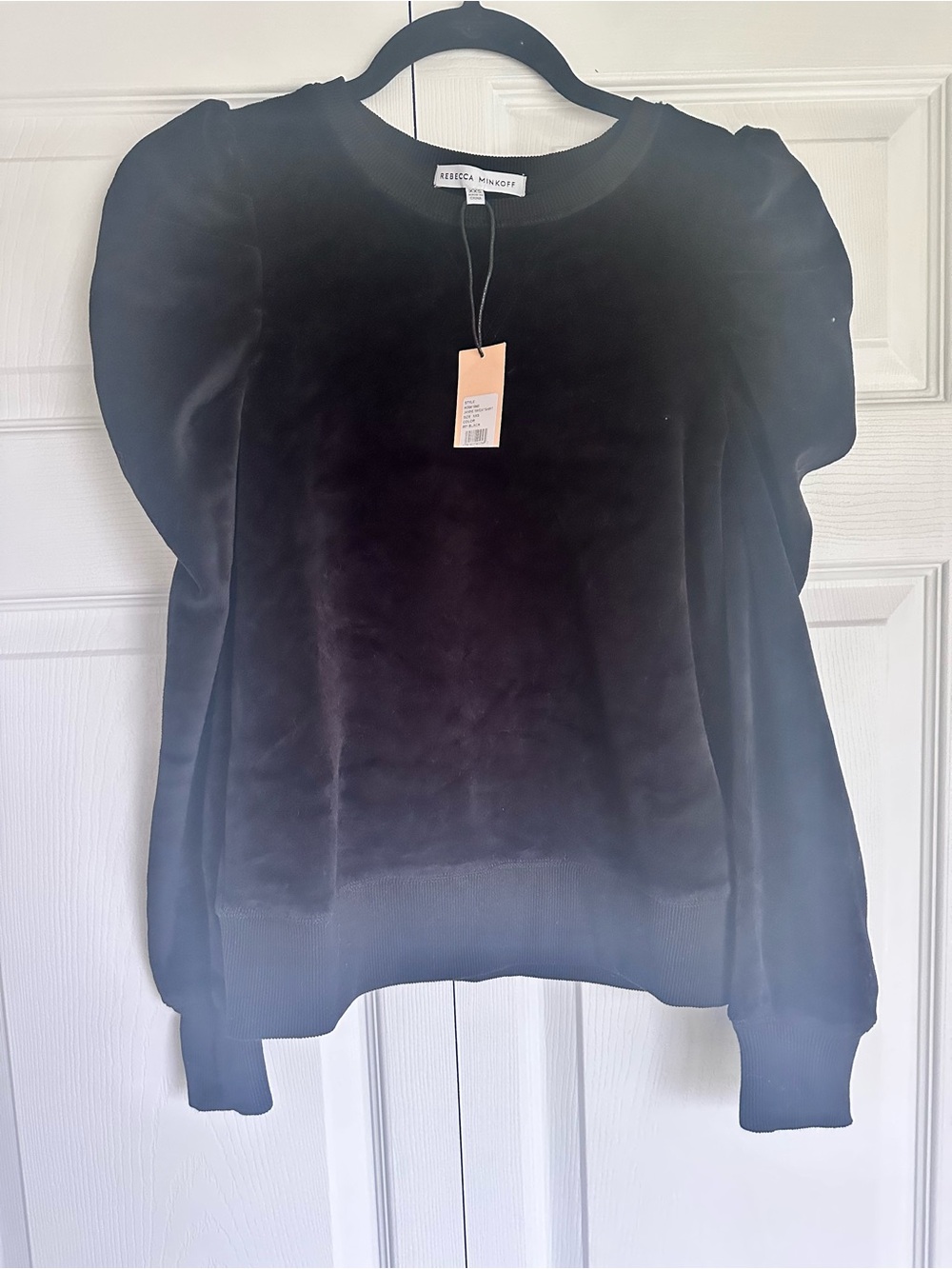NWT Rebecca Minkoff Black Velvet Crewneck Top